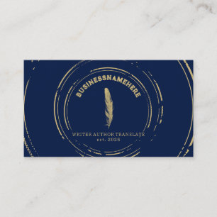 Cartão De Visita Código QR Dourado de Notário Móvel Escritor Azul-M
