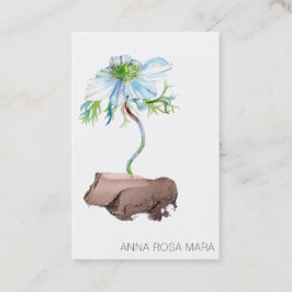 Cartão De Visita *~* Código QR Dourado do Anemone Branco Floral