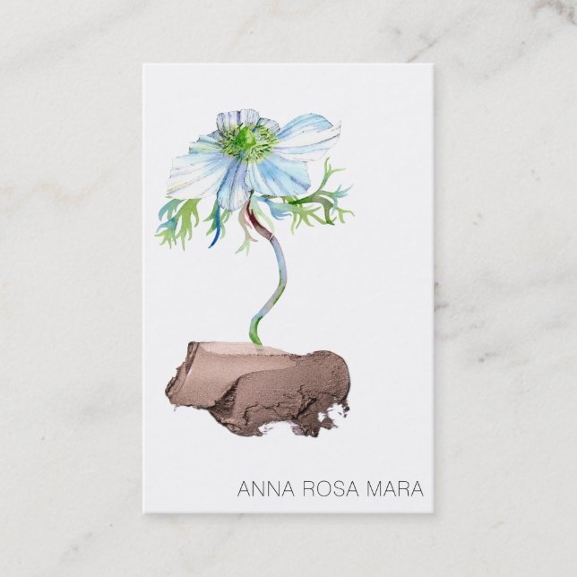 Cartão De Visita *~* Código QR Dourado do Anemone Branco Floral (Frente)