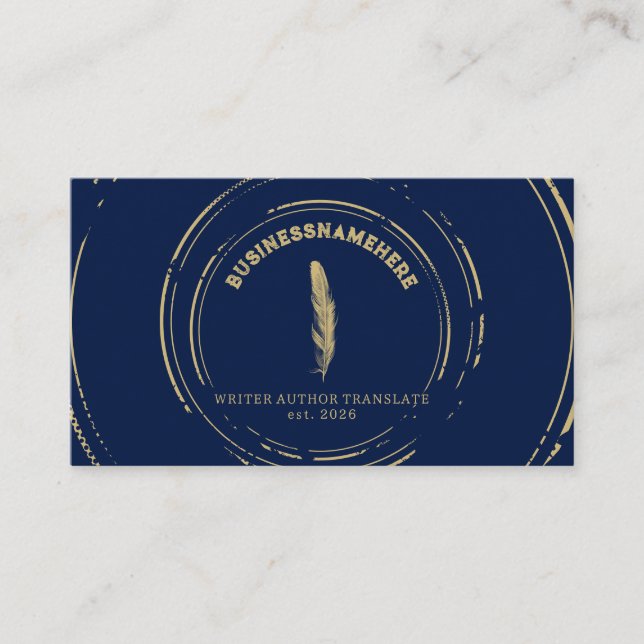 Cartão De Visita Código QR Dourado do gravador de Marinho escuro (Frente)