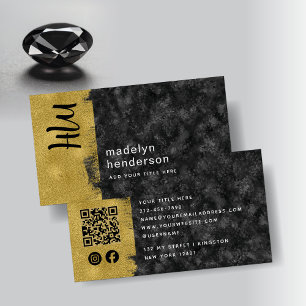 Cartão De Visita Código QR Dourado do Luxury Jewelry Black