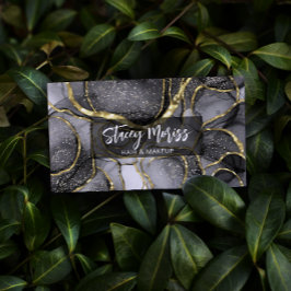 Cartão De Visita Código QR Dourado Preto e Branco da Gama Moderna