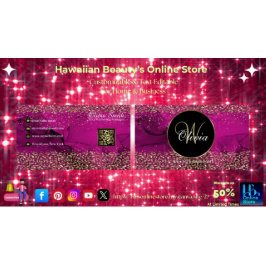 Cartão De Visita Código QR Dourado Rosa Elegante Monograma