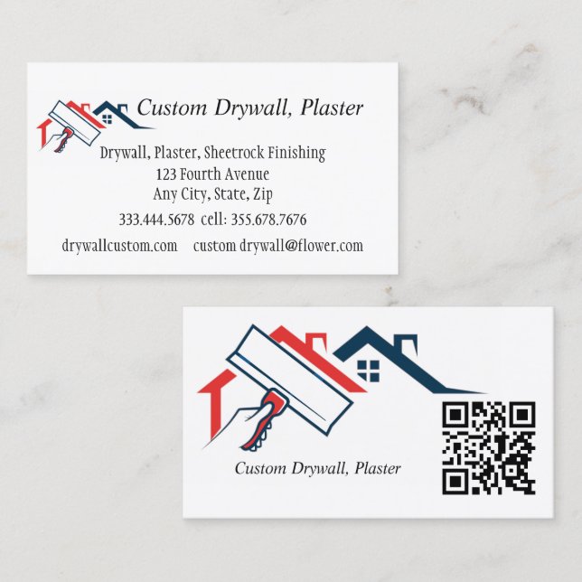 Cartão De Visita Código QR Drywall, Gesso, Acabamento Sheetrock (Frente/Verso)