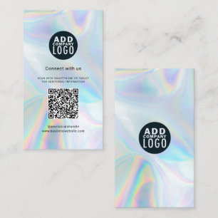 Cartão De Visita Código QR e logotipo comercial holográfico Elegant