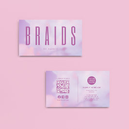Cartão De Visita Código QR e Logotipo da Travagem do Cabelo Holográ