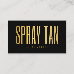 Cartão De Visita Código QR e logotipo de Spray Tan preto e dourado