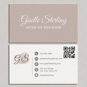 Cartão De Visita Código QR Elegante Mauve Mauve Designer do Interio