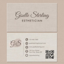 Código QR Elegante Moderno Linho Bege Esteticista