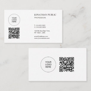 Cartão De Visita Código QR Elegante Moderno Simples Carregar Logoti