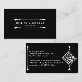 Cartão De Visita Código QR Elegante | Preto Moderno Profissional