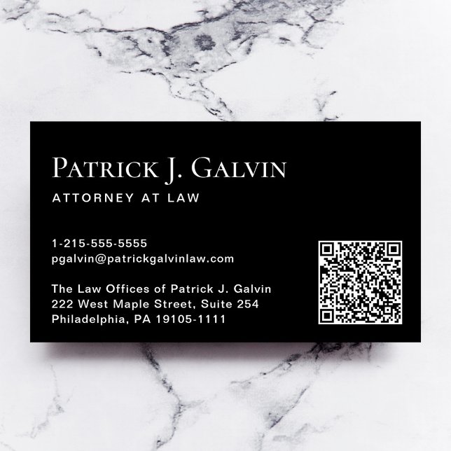 Cartão De Visita Código QR Elegante preto profissional (Capture attention, make connections, and leave a lasting impression with our modern QR business card)