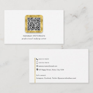Cartão De Visita Código QR, elegante tendência de ouro moderno pe