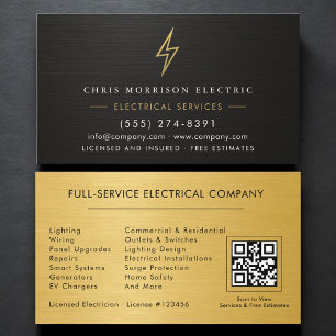 Cartão De Visita Código QR Empresa Elétrica Metálica