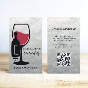Cartão De Visita Código QR escaneável do Bar de Vinho