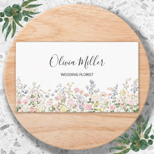 Cartão De Visita Código QR Floral Jardim de Flores Colorido Elegant