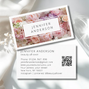 Cartão De Visita Código QR Floral Moderno