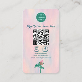 Cartão De Visita Código QR Floral Moderno Conecte-se com Vertical