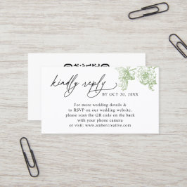 Cartão De Visita Código QR floral vintage para RSVP de casamento em
