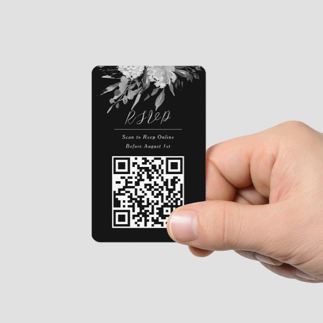 Cartão De Visita Código QR Foto Preto Preto no Site da Web RSVP (Criador carregado)