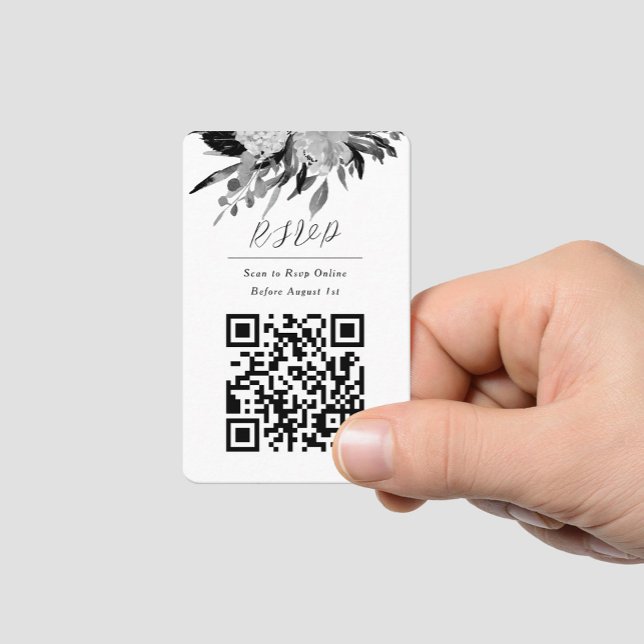 Cartão De Visita Código QR Foto Preto Preto no Site da Web RSVP (Criador carregado)