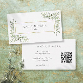 Cartão De Visita Código QR Geométrico Dourado de Molercola Verde
