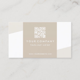 Cartão De Visita Código QR Geométrico Simples Cappuccino