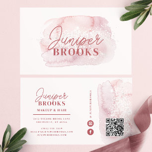 Cartão De Visita Código QR Glitter Rosa Malva para Redes Sociais