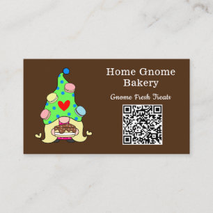 Cartão De Visita Código QR Gnome Home Bakery Chocolate Castanho