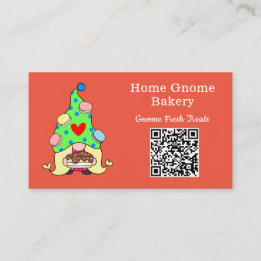 Cartão De Visita Código QR Gnome Home Bakery Laranja