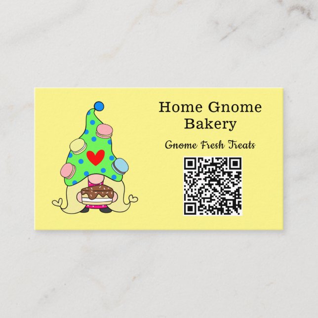 Cartão De Visita Código QR Gnome Home Bakery Lemon Amarelo (Frente)