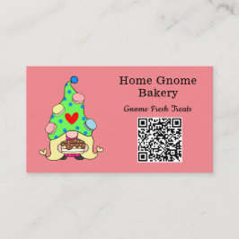 Cartão De Visita Código QR Gnome Home Bakery Rosa
