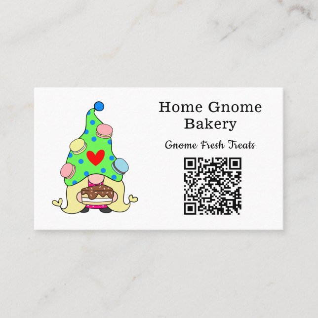 Cartão De Visita Código QR Gnome Home Bakery White (Frente)