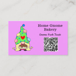 Cartão De Visita Código QR Gnome Hometown Bakery Leve Roxo