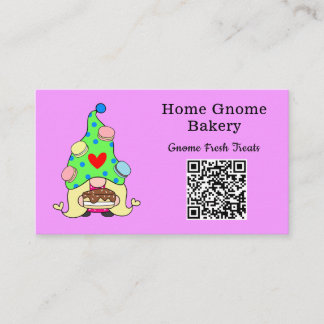 Cartão De Visita Código QR Gnome Hometown Bakery Leve Roxo