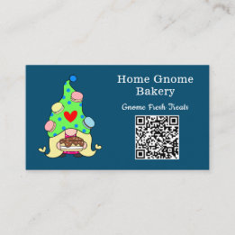 Cartão De Visita Código QR Gnome Hometown Bakery Ocean Blue