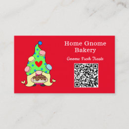 Cartão De Visita Código QR Gnome Hometown Bakery Vermelho