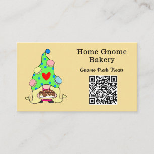 Cartão De Visita Código QR Gnometown Bakery Leve Amarelo
