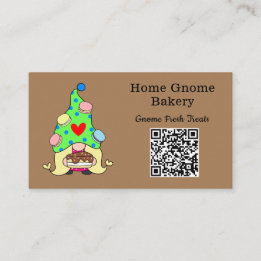 Cartão De Visita Código QR Gnometown Bakery Light Brown
