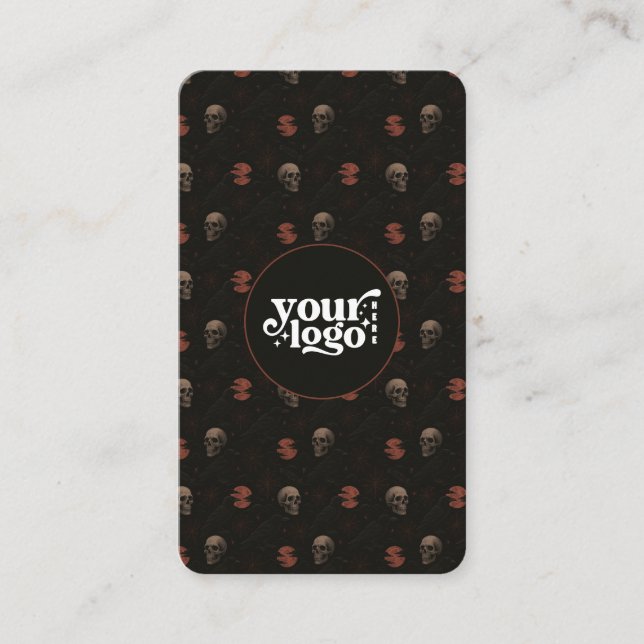Cartão De Visita Código QR Gótico Dark Halloween Vertical (Frente)