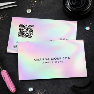 Cartão De Visita Código QR Holográfico Lash Tech