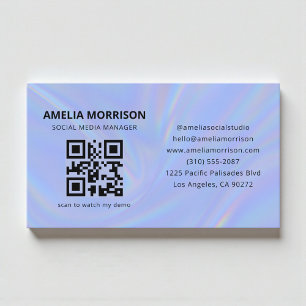 Cartão De Visita Código QR Holográfico Minimalista Profissional