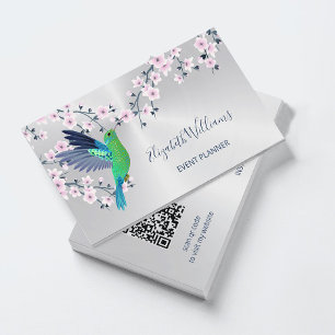 Cartão De Visita Código QR   Hummingbird Girly Shiny