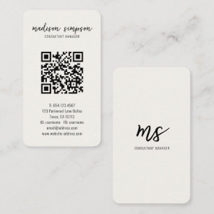 Cartão De Visita Código QR inicial moderno minimalista de creme lev