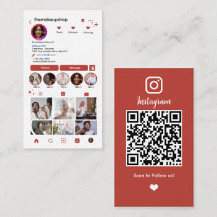 Cartão De Visita Código QR Instagram Mídia Social Laranja Queimada