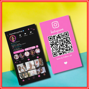 Cartão De Visita Código QR Instagram Mídia Social Moderna Influenci