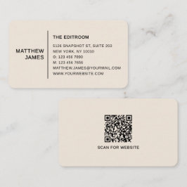 Cartão De Visita Código QR Laranja Pastel Dourado Minimalista Moder