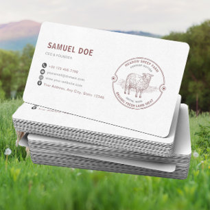 Cartão De Visita Código QR LOGO Fazenda de Cordeiro Ovino Rústico V