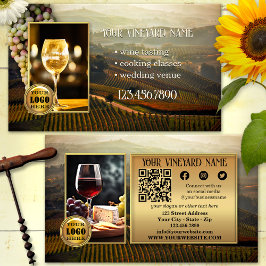 Cartão De Visita Código QR Logo Foto Mídia Social Vinho Vinhedo