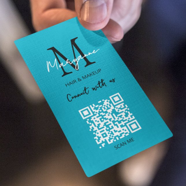 Cartão De Visita Código QR Logotipo comercial Aqua Azul (Criador carregado)